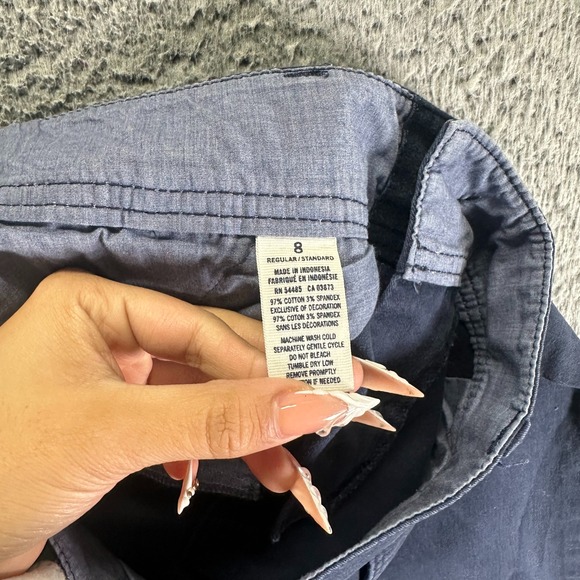 American Eagle Outfitters Pant Womens 8 Blue Cotton Chino Flared Preppy Business - Picture 5 of 11